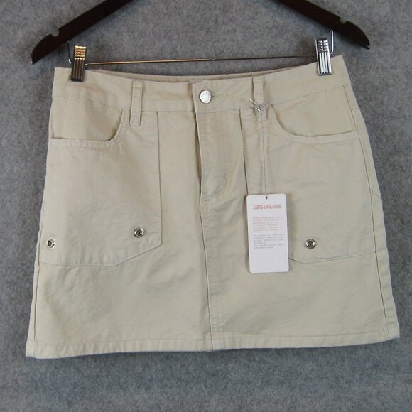 Zadig & Voltaire Jivron Mini Skirt Beige Size 38 NWT - Picture 1 of 6